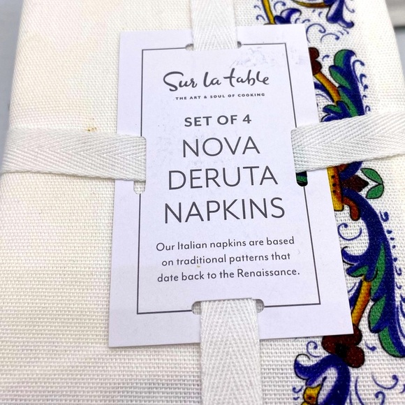 Sur La Table Deruta Napkin Set Of 4 Napkins (2 Sets) Made In Italy NWT - Picture 4 of 8